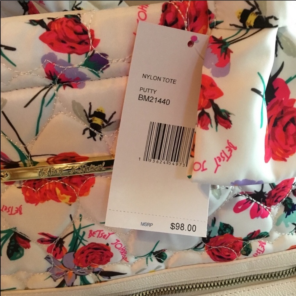 Betsey Johnson Floral Nylon Tote with Snap Closure - Picture 2 of 5